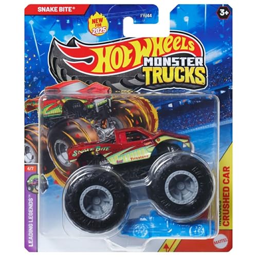 Hot Wheels Monster Trucks Snake Bite, Leading Legends 4/7 [rot] Inklusive Crushed Car von Hot Wheels Monster Trucks