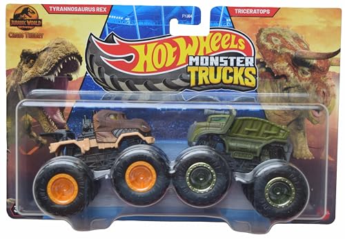 Hot Wheels Monster Trucks Tyrannosaurus Rex vs Triceratops, Demolition Doubles Maßstab 1:64, Druckguss Hot Wheels Monster Trucks Tyrannosaurus Rex vs Triceratops, Demolition Doubles Maßstab 1:64, Druckguss von Hot Wheels Monster Trucks