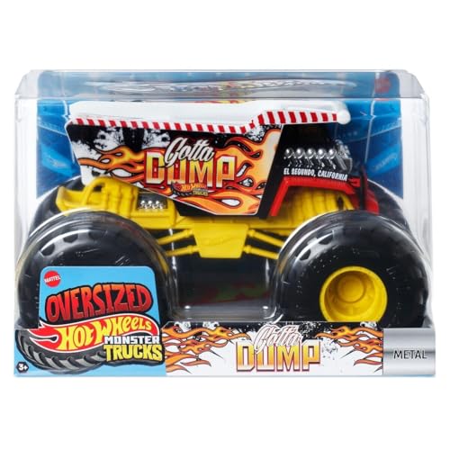 Hot Wheels Monster Trucks Übergroßer Gotta Dump im Maßstab 1:24 (weiß/gelb) von Hot Wheels Monster Trucks
