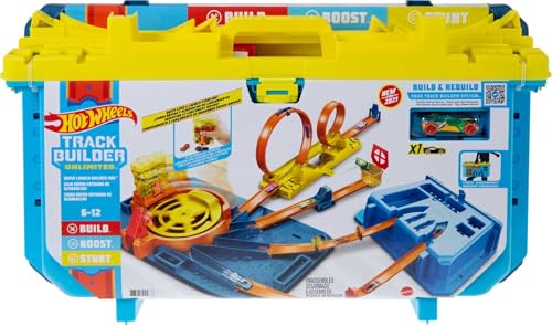 Hot Wheels Track Builder Unlimited - Schnellstarter Box mit 30 Trackteilen für epische Renn- und Stuntstrecken - Inklusive praktischer Aufbewahrungsfächer, für Kinder ab 6 Jahren, GVG11 von Hot Wheels