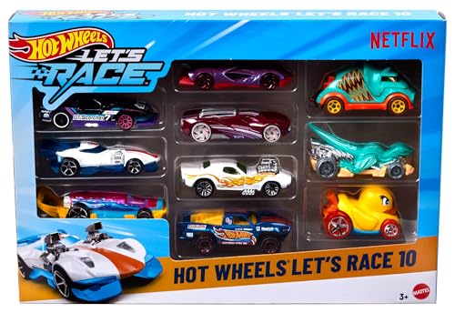 Hot Wheels Spielzeugautos und Spielzeugtrucks, Let’s Race 10er-Pack, Set mit 10 Fahrzeugen im Maßstab 1:64 aus der animierten Netflix-Serie zum Spielen oder Ausstellen (Stile können abweichen), JGN40 Hot Wheels Spielzeugautos und Spielzeugtrucks, Let’s Race 10er-Pack, Set mit 10 Fahrzeugen im Maßstab 1:64 aus der animierten Netflix-Serie zum Spielen oder Ausstellen (Stile können abweichen), JGN40 von Hot Wheels