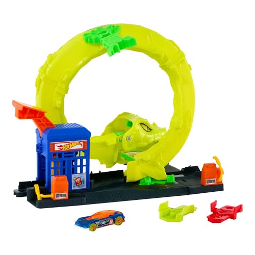 Hot Wheels Spielzeugauto Trackset, Tankstelle mit Schlange Spielset mit Die-Cast-Fahrzeug im Maßstab 1:64, 2 Spielmöglichkeiten, Twister-Loopings und schnelles Track-Stecksystem,JBM63 Hot Wheels Spielzeugauto Trackset, Tankstelle mit Schlange Spielset mit Die-Cast-Fahrzeug im Maßstab 1:64, 2 Spielmöglichkeiten, Twister-Loopings und schnelles Track-Stecksystem,JBM63 von Hot Wheels