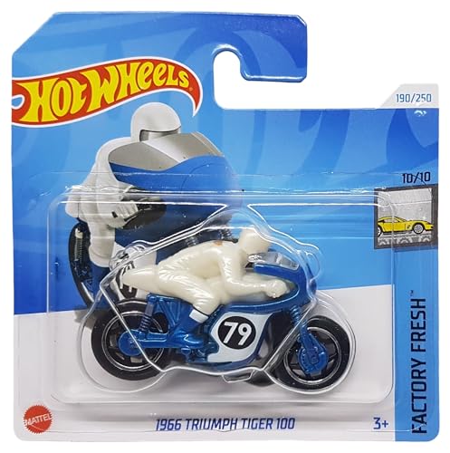 Hot Wheels - 1966 Triumph Tiger 100 - Factory Fresh 10/10 - HTD43 - Short Card - Motorrad - blau - Mattel 2024 – 1:64 von Hot Wheels