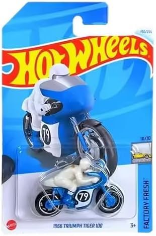 Hot Wheels 1966 Triumph Tiger 100 Motorrad, Maßstab 1:64, blau von Hot Wheels