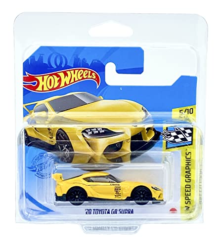 Hot Wheels 20 Toyota GR Supra (Gelb) 5/10 HW Speed Graphics 2021 - 178/250 (kurze Karte) *** Lieferung in KLAS Autohalter Schutztasche *** GTB76 von Hot Wheels