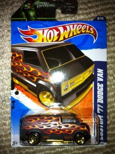 2011 Hot Wheels Custom '77 Dodge Van with Red/Gold Flames & Hot Wheels Decal 96/244 Green Lantern Promo Variant 6/10 by Hot Wheels von Hot Wheels