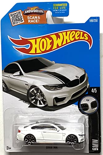 Hot Wheels - 2016 BMW 4/5 - BMW M4 189/250 (weiß) auf Scan- und Rennkarte von Mattel
