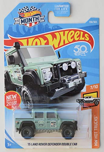 Hot Wheels 2018 50th Anniversary HW Hot Trucks '15 Land Rover Defender Double Cab 158/365, Grün von Hot Wheels