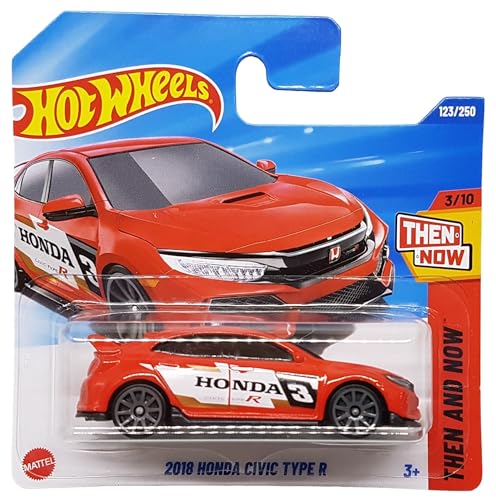 Hot Wheels - 2018 Honda Civic Type R - Then and Now 3/10 - HYY64 - Short Card - rot - Mattel 2025-1:64 von Hot Wheels