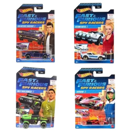 Hot Wheels Fast & Furious Spy Racers Komplettes 4-Auto-Druckgussset, Maßstab 1:64, ab 3 Jahren, 4 Stück von Hot Wheels