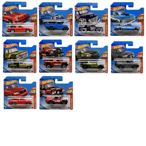 Hot Wheels 2021 Hot Trucks Komplettset mit 10 Druckguss-Fahrzeugen 1/10 bis 10/10 (Short Card Version) Bundle von Hot Wheels
