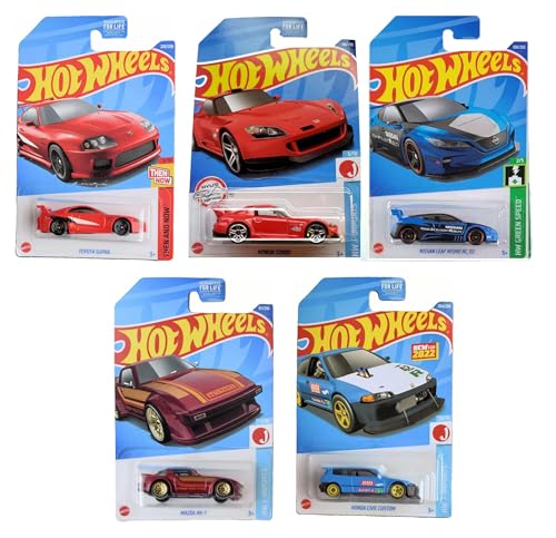 Hot Wheels 2022 Import Tuner Set mit 5 Druckguss-Fahrzeugen von L2593-977M Release mit Toyota Supra, Honda und mehr von Hot Wheels