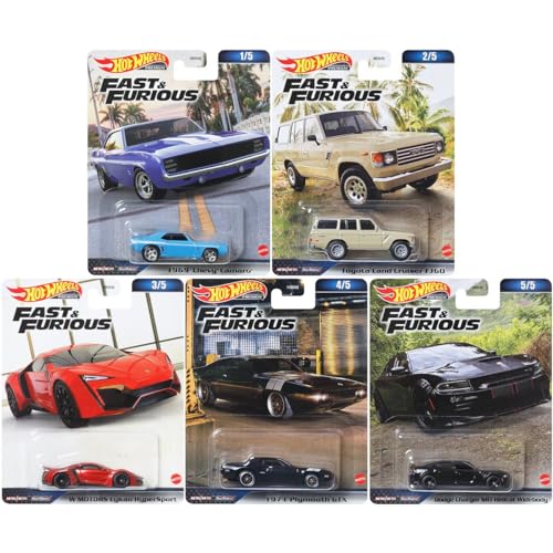 Hot Wheels 2023 Fast Mattel 2023 Fast & Furious Premium Die‑Cast Car Set of 5, Iconic Movie Models, 1:64, HNW46-956B, Ages 3+ Hot Wheels 2023 Fast Mattel 2023 Fast & Furious Premium Die‑Cast Car Set of 5, Iconic Movie Models, 1:64, HNW46-956B, Ages 3+ von Hot Wheels