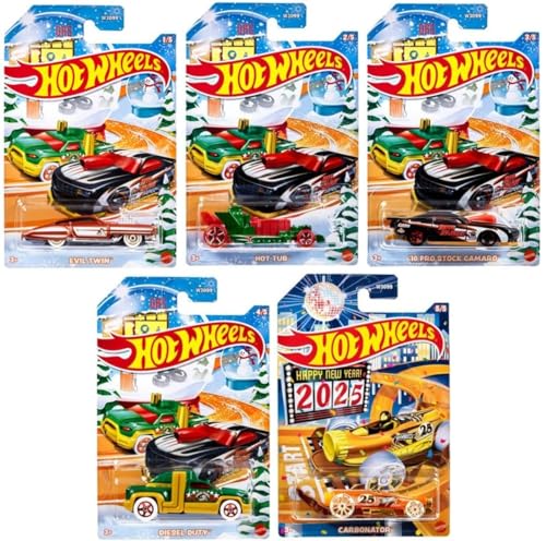 Hot Wheels 2024 Happy Holidays Christmas Mix Winter Set of 5 Pack, 1:64 Scale Diecast X-mas von Hot Wheels