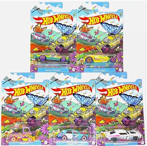Hot Wheels 2025 Frühling Ostern Mix Set mit 5 Stück, Maßstab 1:64, Druckguss von Hot Wheels