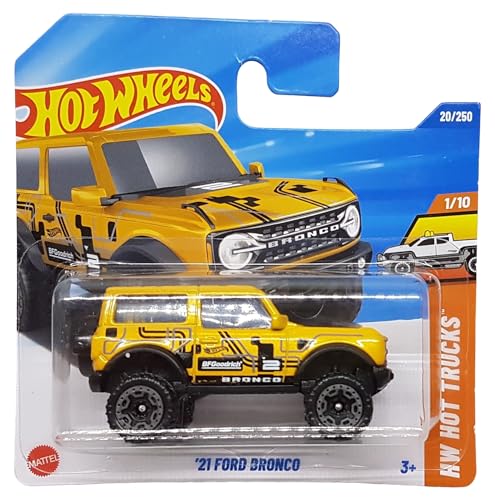 Hot Wheels - ´21 Ford Bronco - HW Hot Trucks 1/10 - HYX50 - Short Card - BFGoodrich - gelb - Mattel 2025-1:64 von Hot Wheels