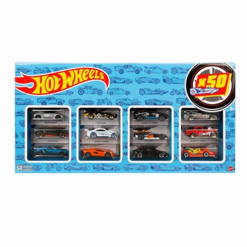 Hot Wheels Autos Set, 50er Pack, Verschiedene Modelle von Spielzeugautos, Maßstab 1:64, mit realistischen Details, Auto Spielzeug, Stile variieren, Spielzeug ab 3 Jahre, CGN22 von Hot Wheels