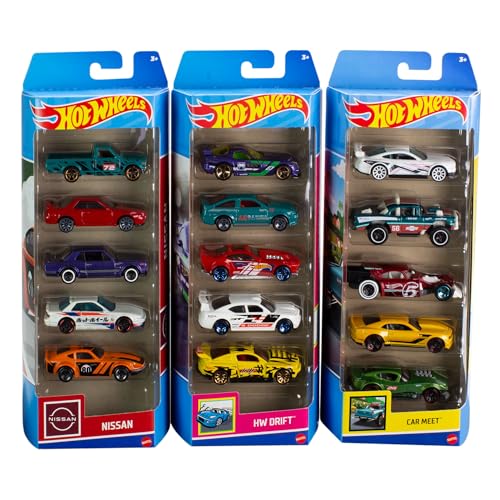 Hot Wheels 5er-Pack-Set - 15 Spielzeugautos, 3 themenspezifische Packs, Maßstab 1:64, authentische Details, für Kinder ab 3 Jahren, HNM05 Hot Wheels 5er-Pack-Set - 15 Spielzeugautos, 3 themenspezifische Packs, Maßstab 1:64, authentische Details, für Kinder ab 3 Jahren, HNM05 von Hot Wheels