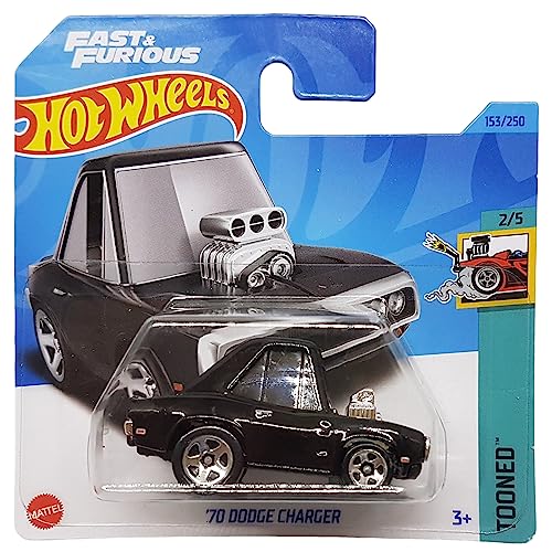 Hot Wheels - ´70 Dodge Charger - Tooned 2/5 - HKG57 - Short Card - Fast & Furious - schwarz - Mattel 2023 von Hot Wheels