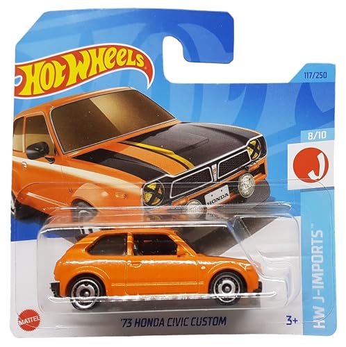 Hot Wheels - ´73 Honda Civic Custom - HW J-Imports 8/10 - HKK67 - Short Card - orange - Mattel 2023 von Hot Wheels