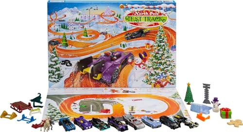 Hot Wheels Adventskalender mit 24 Überraschungen, die 8 Fahrzeuge im Maßstab 1:64 und anderes cooles Zubehör enthalten, plus Spielmatte, Weihnachtsgeschenk für Sammler und Kinder ab 3 Jahren, GTD78 Hot Wheels Adventskalender mit 24 Überraschungen, die 8 Fahrzeuge im Maßstab 1:64 und anderes cooles Zubehör enthalten, plus Spielmatte, Weihnachtsgeschenk für Sammler und Kinder ab 3 Jahren, GTD78 von Hot Wheels