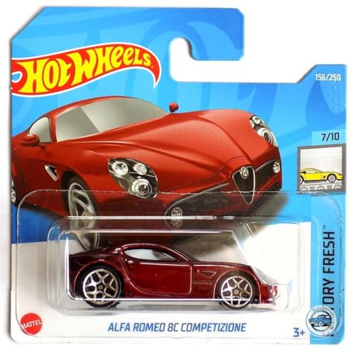 Hot Wheels - Alfa Romeo 8C Competicione - Factory Fresh 7/10 - HCV56 - Short Card - dunkelrot - Mattel 2022 von Hot Wheels