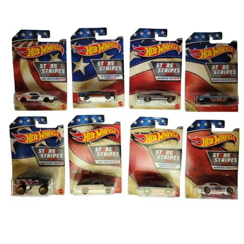 Hot Wheels American Stars and Stripes Bundle of 8 Diecast Vehicles in Red White and Blue von Hot Wheels
