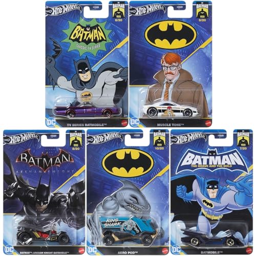Hot Wheels Batman Die-Cast Car Collection, 5er-Pack, The Brave and The Bold, Classic TV Serie, Arkham Knight, Limited Edition HDG89-956K von Hot Wheels