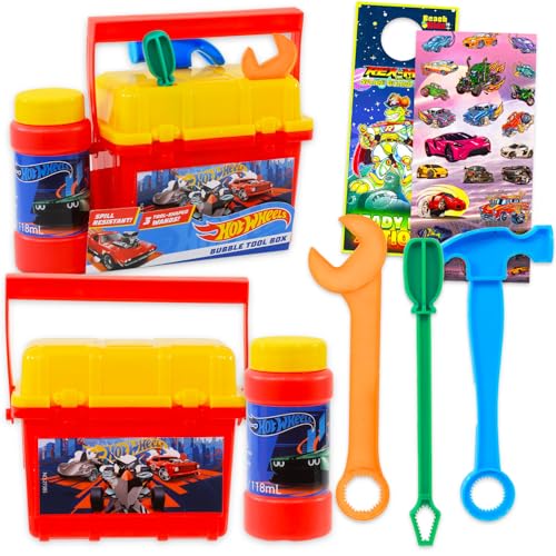 Hot Wheels Blasen für Kinder – Bündel mit Spielzeug-Werkzeugkasten mit Blasenstäben, Aufklebern, mehr | Hot Wheels Outdoor-Spielset für Jungen Hot Wheels Blasen für Kinder – Bündel mit Spielzeug-Werkzeugkasten mit Blasenstäben, Aufklebern, mehr | Hot Wheels Outdoor-Spielset für Jungen von Hot Wheels