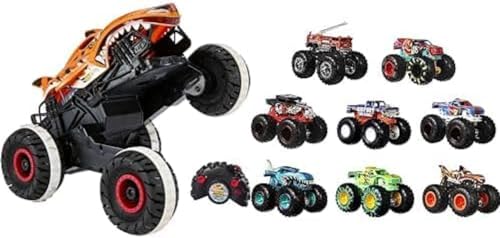 Hot Wheels Bundle Pack - Monster Trucks Tiger Shark (HGV87) + Demolition Doubles (FYJ64) ferngesteuertes 4x4 Spielzeug-Auto und 2er-Pack mit verschiedenen Modellen, für Kinder ab 3 Jahren von Hot Wheels