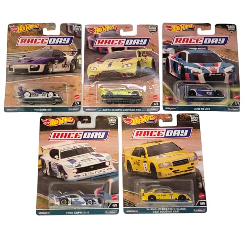 Hot Wheels Car Culture 2023 Race Day Komplett-Set mit 5 Druckguss-Fahrzeugen von FPY86-959D Release Bundle von Hot Wheels