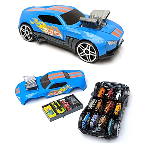 Hot Wheels Aufbewahrung 2-in-1 Race N' Haul Sammelkoffer Sammelbox mit ausziehbarem Griff – Platz für bis zu 15 Autos (Autos Nicht enthalten) von Hot Wheels