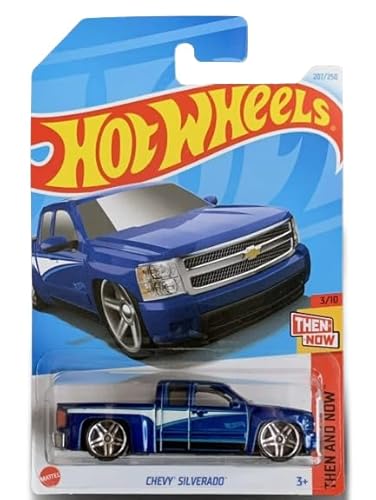 Hot Wheels Chevy Silverado (Blau) Then and Now 3/10, Druckguss-Spielzeugauto von Hot Wheels