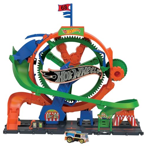 Hot Wheels City Trackset mit 1 Hot Wheels Auto, vom Kind aktiviertes Riesenrad mit Kirmeslichtern und -geräuschen, Riesenrad-Spielset, HKX46 Hot Wheels City Trackset mit 1 Hot Wheels Auto, vom Kind aktiviertes Riesenrad mit Kirmeslichtern und -geräuschen, Riesenrad-Spielset, HKX46 von Hot Wheels