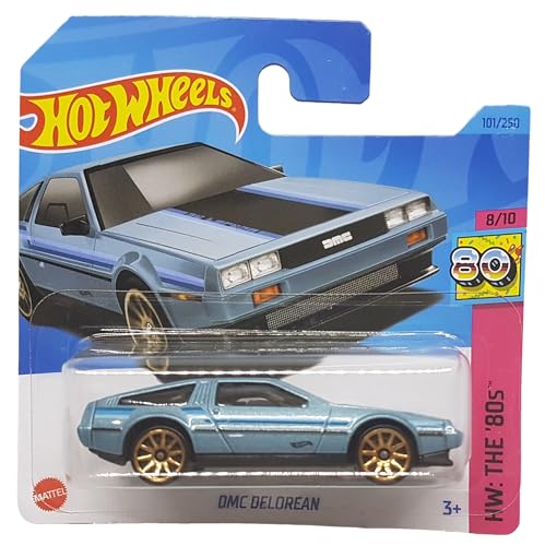 Hot Wheels - DMC Delorean - HW: The ´80s 8/10 - HKG84 - Short Card - hellblau metallic - Mattel 2023 von Hot Wheels