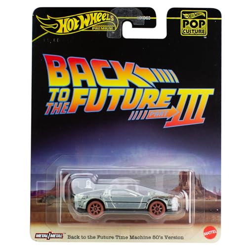 Hot Wheels Die Cast Modell Back To The Future De Lorean 1955 Version von Zurück in die Zukunft - Maßstab 1:64 7cm - Premium Pop CULTURE, Metallic von Hot Wheels