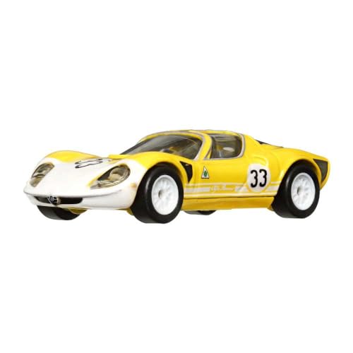 Hot Wheels Die Cast Modello Auto Car Culture Circuit Legends 1969 Alfa Romeo 33 Gelb Maßstab 1:64 7cm HCJ91 von Hot Wheels
