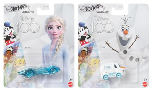 Hot Wheels Disney 100 Charakter-Autos, Die Eiskönigin Elsa und Olaf Die-Cast Fahrzeuge, 2er-Pack, ab 3 Jahren Hot Wheels Disney 100 Charakter-Autos, Die Eiskönigin Elsa und Olaf Die-Cast Fahrzeuge, 2er-Pack, ab 3 Jahren von Hot Wheels