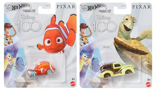 Hot Wheels Disney 100 Pixar Character Cars, Findet Nemo Crush und Nemo Die-Cast Fahrzeuge, Sammlerstück, Spielzeug ab 3 Jahren Hot Wheels Disney 100 Pixar Character Cars, Findet Nemo Crush und Nemo Die-Cast Fahrzeuge, Sammlerstück, Spielzeug ab 3 Jahren von Hot Wheels