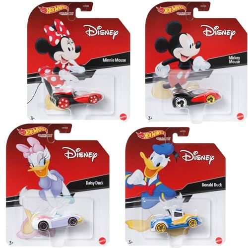 Hot Wheels Disney Character Cars - 4er-Pack mit Mickey Mouse, Minnie Mouse, Donald Duck & Daisy Duck | Druckguss-Fahrzeuge im Maßstab 1:64 - Mattel ab 3 Jahren Hot Wheels Disney Character Cars - 4er-Pack mit Mickey Mouse, Minnie Mouse, Donald Duck & Daisy Duck | Druckguss-Fahrzeuge im Maßstab 1:64 - Mattel ab 3 Jahren von Hot Wheels