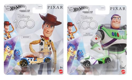 Hot Wheels Disney100 Character Cars, Pixar Toy Story Woody and Buzz Lightyear Bundle, 2-Pack Collectible Toy Cars von Hot Wheels