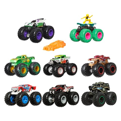 HOT WHEELS Monster Trucks - abgefahrene Die-Cast-Fahrzeuge im Maßstab 1:64 , riesige Räder und Bonus-Geschenk, Sammelspaß für ultimative Crashs, FYJ44 von Hot Wheels