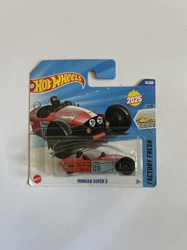 Hot Wheels Fahrzeug im Maßstab 1:64, zum Spielen oder Ausstellen, Auto-Kollektion, Geschenk für Kinder, Modell 2025, wählen Sie 1 Auto (HYX48, 15/250 Morgan Super 3) von Hot Wheels