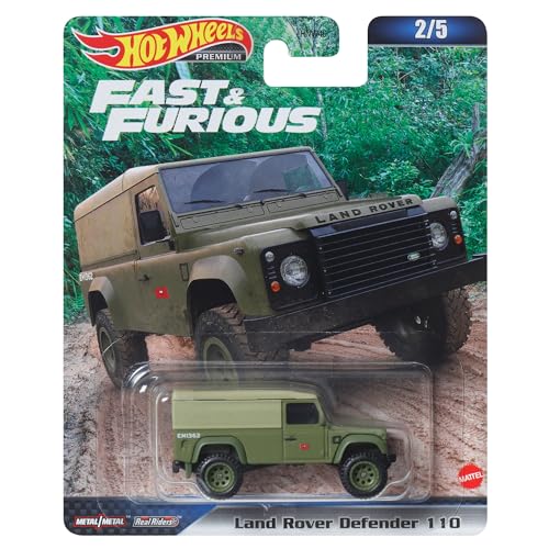 Hot Wheels Fast and Furious Auto Land Rover Defender 110 Modell Die Cast Maßstab 1:64 - Länge 7cm, grün, HKD26 von Hot Wheels