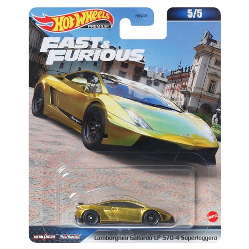 Hot Wheels Fast and Furious DieCast Modellauto Lambo Gallardo LP 570-4 Superleggera 5/5 HMG52 – Maßstab 1/64, Länge 7 cm von Hot Wheels