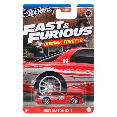 Hot Wheels Fast and Furious Dominic Toretto Auto 1995 MAZDA RX-7 Modell Die Cast Maßstab 1:64 - Länge 7 cm - HRW46 von Hot Wheels