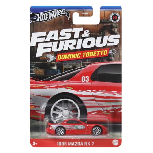 Hot Wheels Fast and Furious Dominic Toretto Auto 1995 MAZDA RX-7 Modell Die Cast Maßstab 1:64 - Länge 7 cm - HRW46 von Hot Wheels