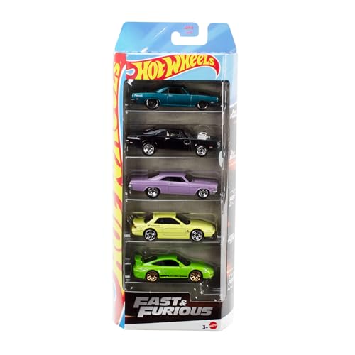 Hot Wheels Fast & Furious Spielzeugautos, Set aus 5 Die-Cast-Fahrzeugen im Maßstab 1:64, inspiriert von und bekannt aus der Filmreihe, JDR19 Hot Wheels Fast & Furious Spielzeugautos, Set aus 5 Die-Cast-Fahrzeugen im Maßstab 1:64, inspiriert von und bekannt aus der Filmreihe, JDR19 von Hot Wheels