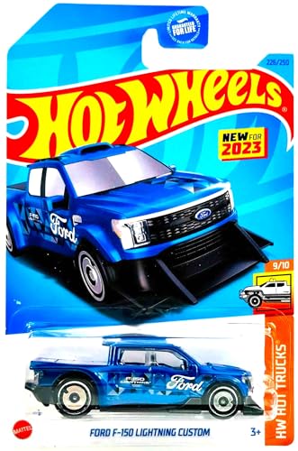 Hot Wheels Ford F-150 Lightning Custom Truck 226/250 Neu für 2023 9/10, Blau von Hot Wheels
