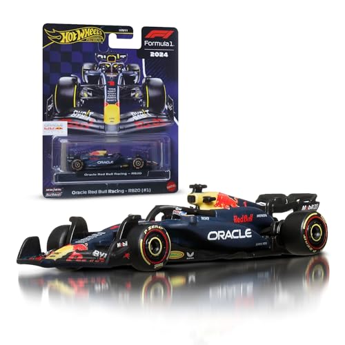 Hot Wheels Formel 1 Premium Die-Cast-Spielzeugauto im Maßstab 1:64 Sammelspielzeug-Rennauto mit Real Riders-Reifen sowie Metall/Metall-Karosserie und -Fahrgestell (Stile können abweichen), JBM12 von Hot Wheels